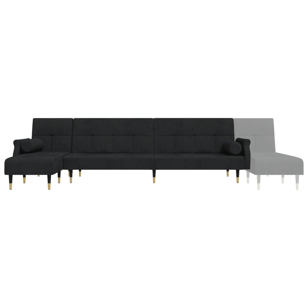 Torvian - L-formad soffa svart 271x140x70 cm sammet