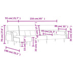 Lorico - L-formad bäddsoffa gul 271x140x70 cm sammet