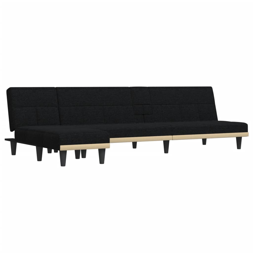 Denaro - L-formad bäddsoffa svart 255x140x70 cm tyg