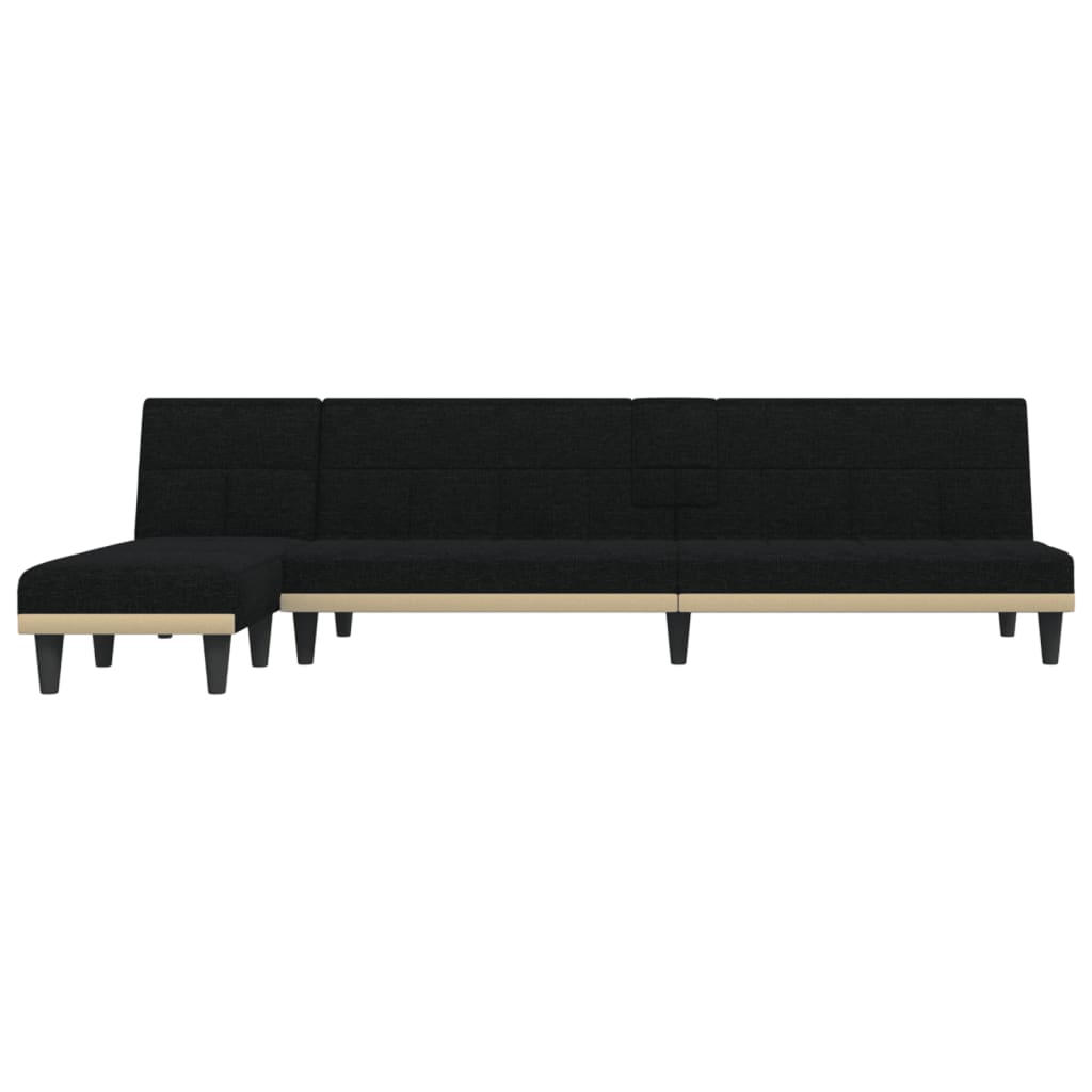 Denaro - L-formad bäddsoffa svart 255x140x70 cm tyg
