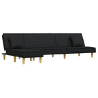 Rovento - L-formad bäddsoffa svart 255x140x70 cm tyg