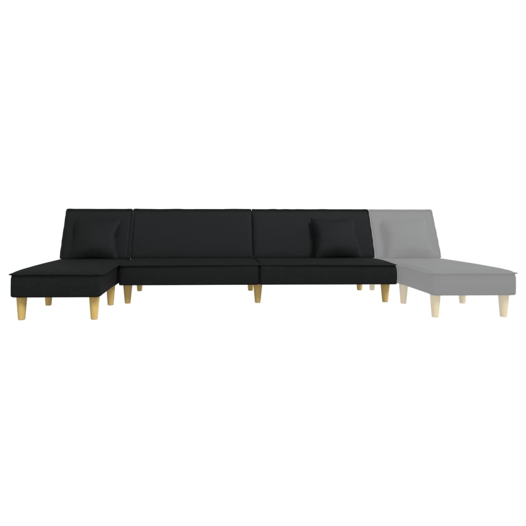 Rovento - L-formad bäddsoffa svart 255x140x70 cm tyg