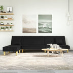 Rovento - L-formad bäddsoffa svart 255x140x70 cm tyg