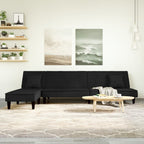 Solvira - L-formad bäddsoffa svart 255x140x70 cm sammet