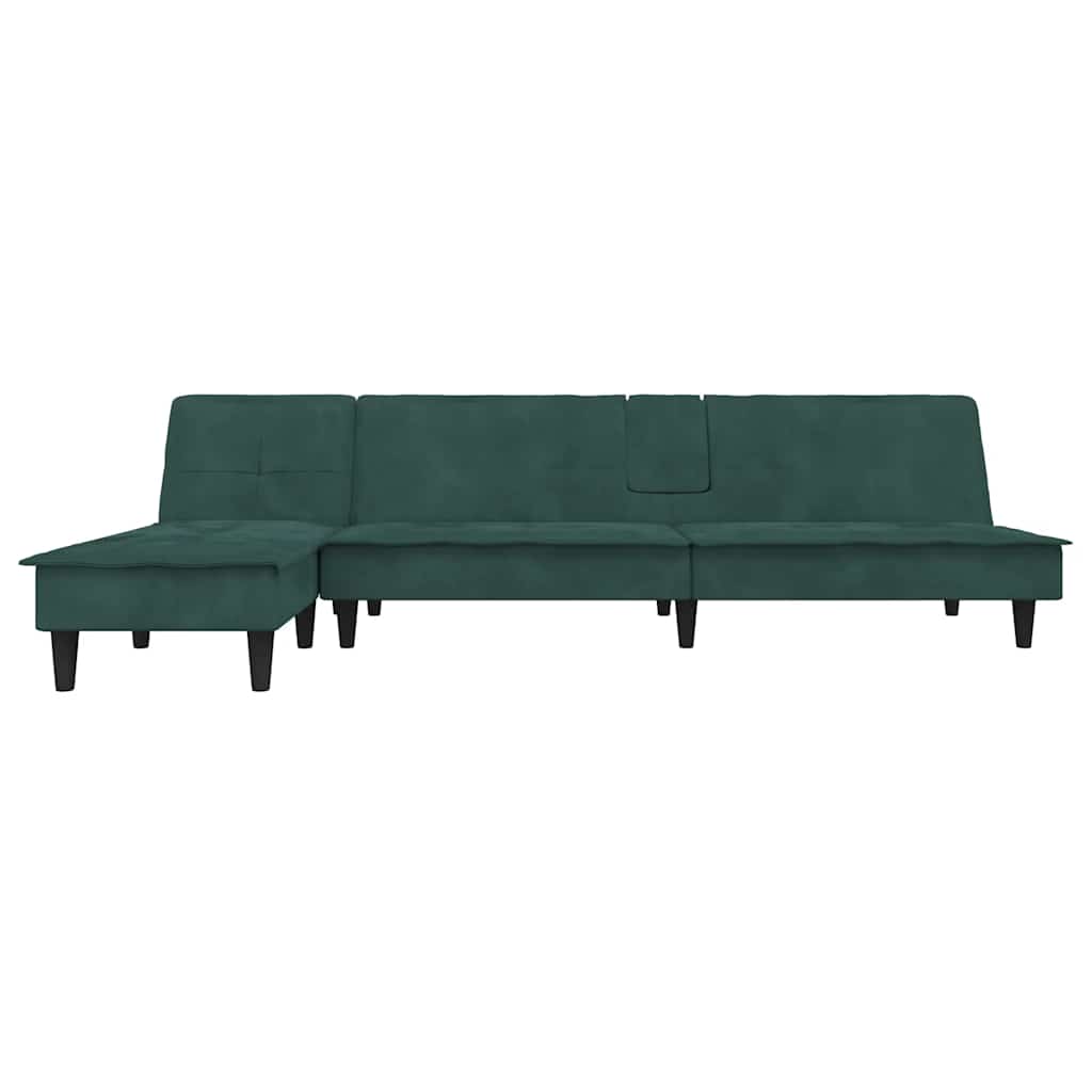 Doretti - L-formad bäddsoffa mörkgrön 255x140x70 cm sammet