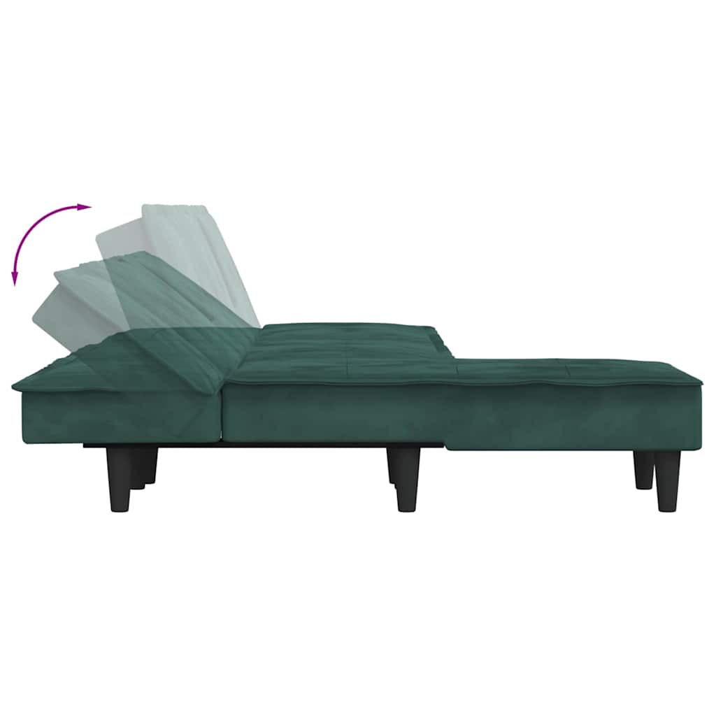 Doretti - L-formad bäddsoffa mörkgrön 255x140x70 cm sammet