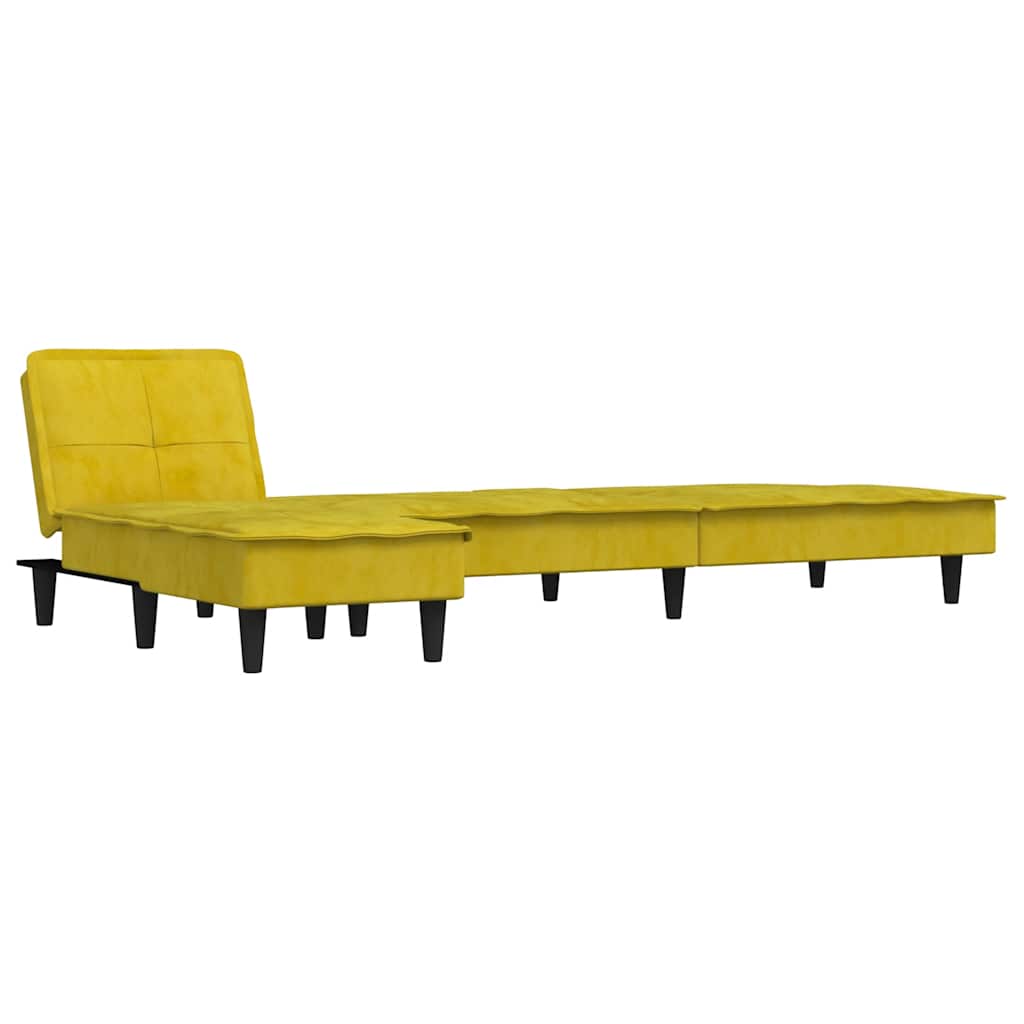 Merano - L-formad bäddsoffa gul 255x140x70 cm sammet