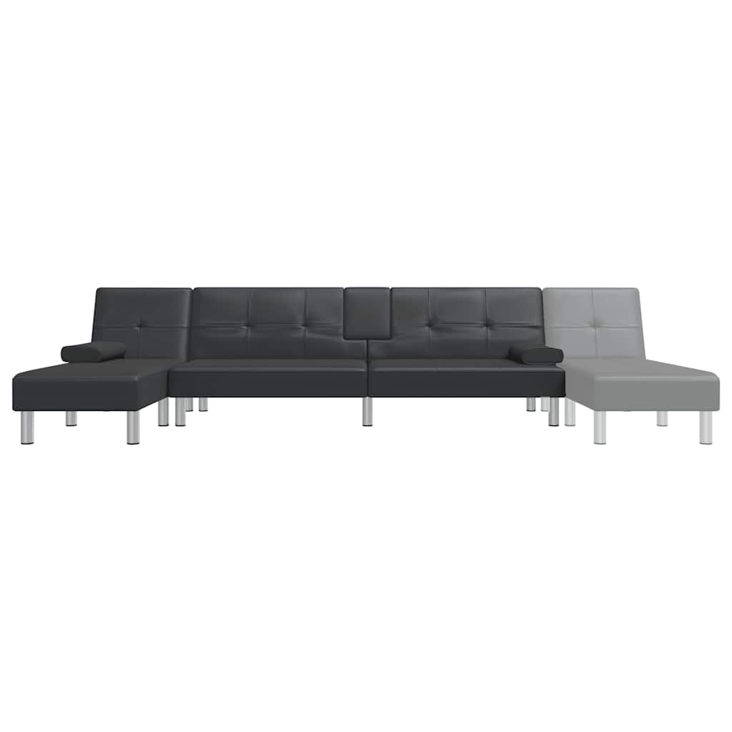Aureon - L-formad bäddsoffa svart 255x140x70 cm konstläder