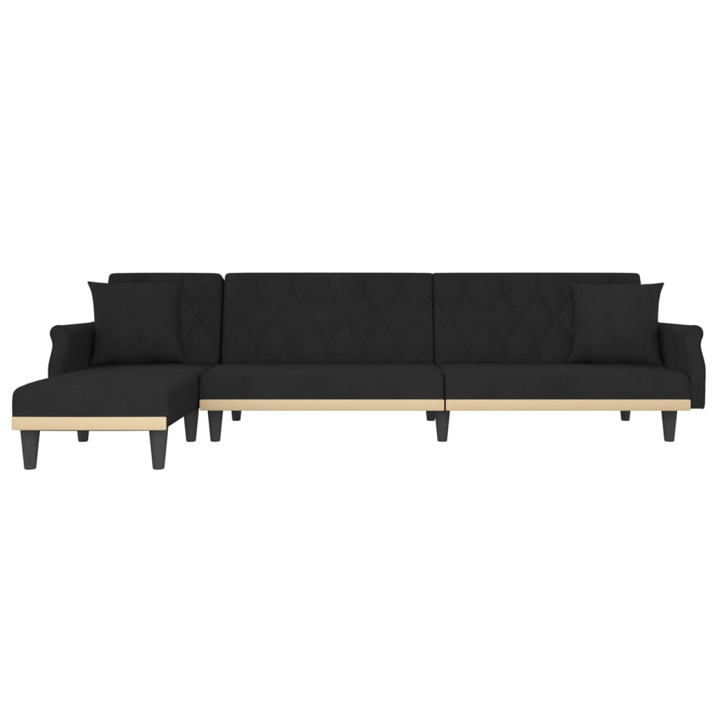 L-formad soffa svart 271x140x70 cm sammet