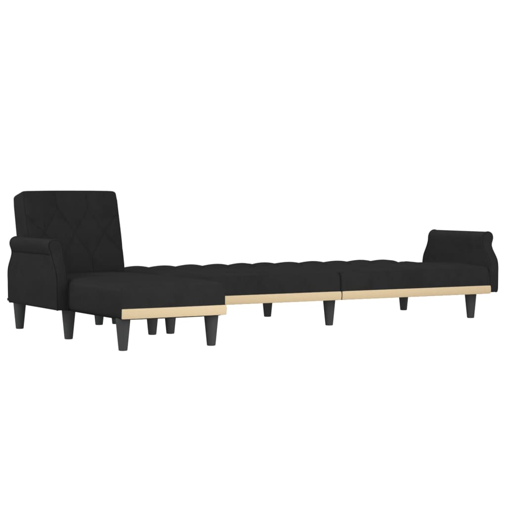 L-formad soffa svart 271x140x70 cm sammet