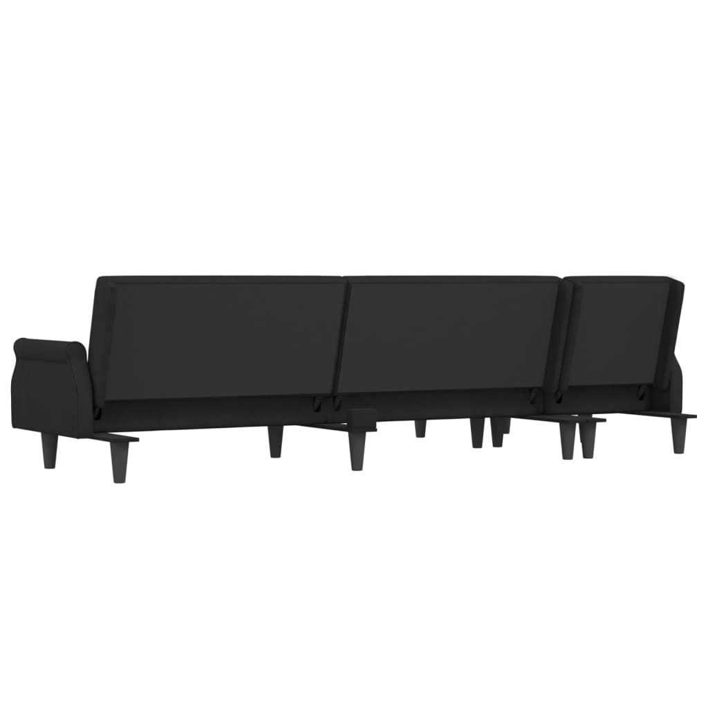 L-formad soffa svart 271x140x70 cm sammet