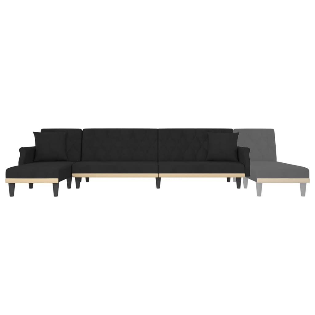 L-formad soffa svart 271x140x70 cm sammet