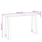 Avlastningsbord med levande kant 140x40x80 cm massivt akaciaträ