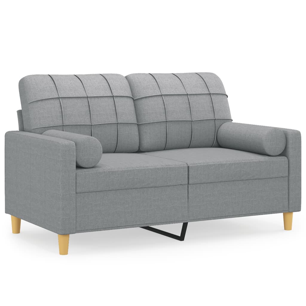 Nelaro - 2-sits soffa med prydnadskuddar ljusgrå 120 cm tyg