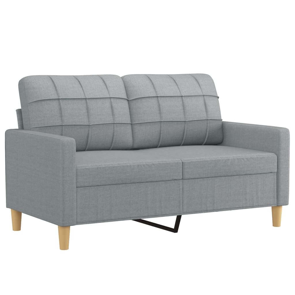 Nelaro - 2-sits soffa med prydnadskuddar ljusgrå 120 cm tyg