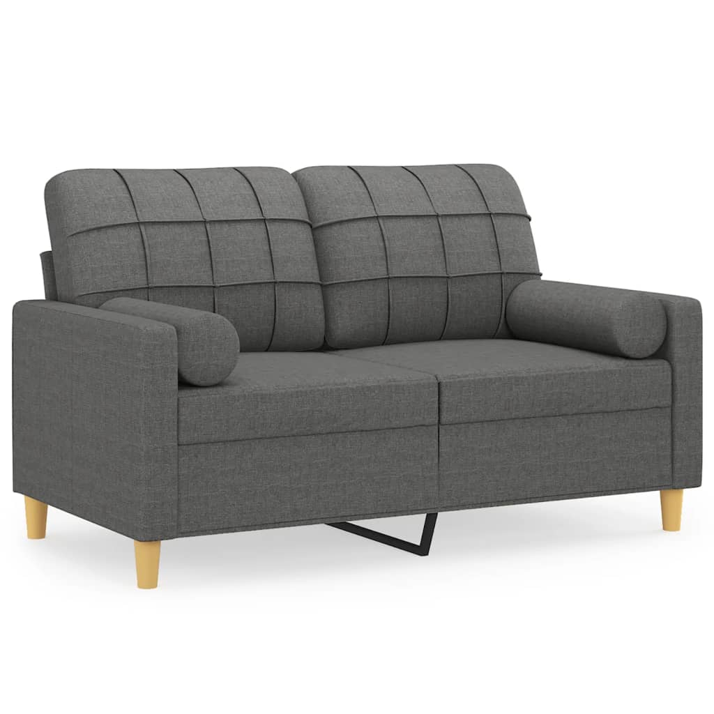 Molenso - 2-sits soffa med prydnadskuddar mörkgrå 120 cm tyg