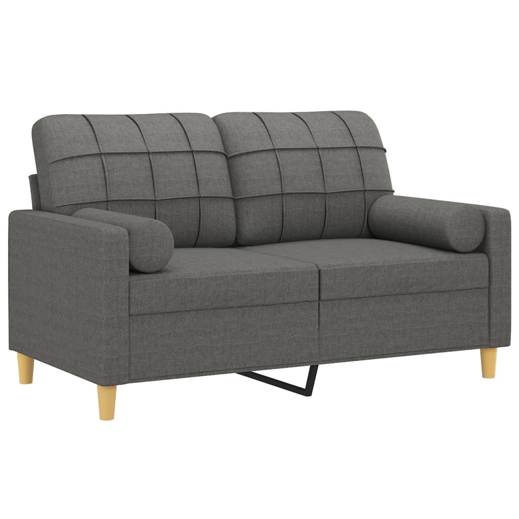 Molenso - 2-sits soffa med prydnadskuddar mörkgrå 120 cm tyg