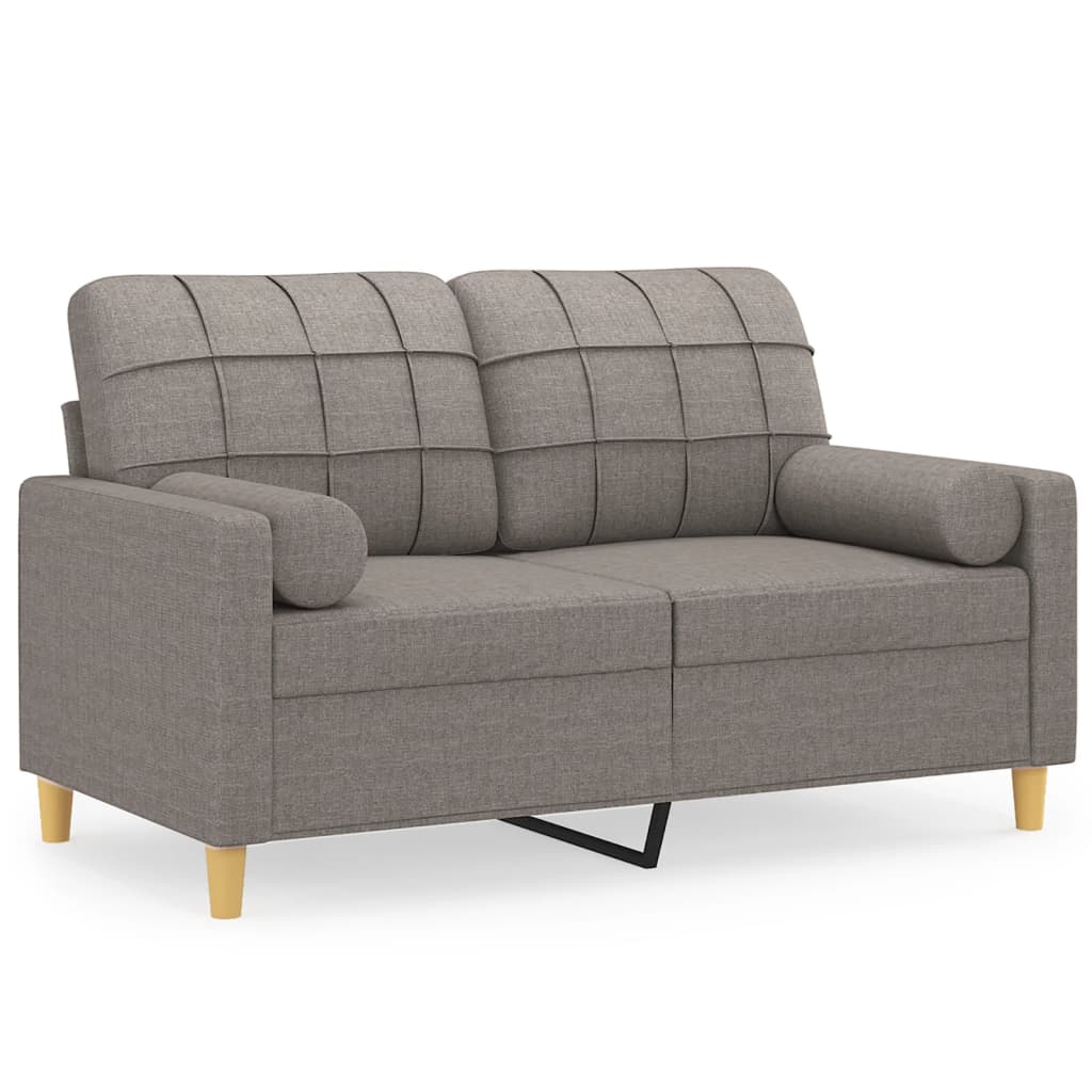 Malvero - 2-sits soffa med prydnadskuddar taupe 120 cm tyg