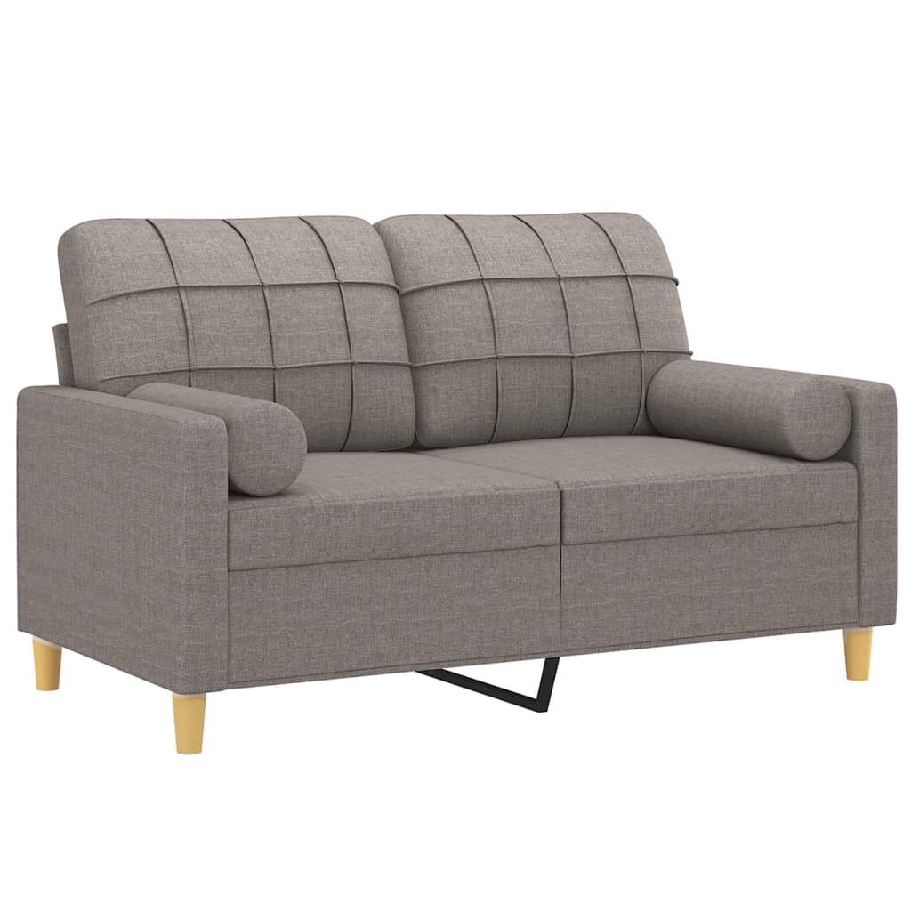 Malvero - 2-sits soffa med prydnadskuddar taupe 120 cm tyg