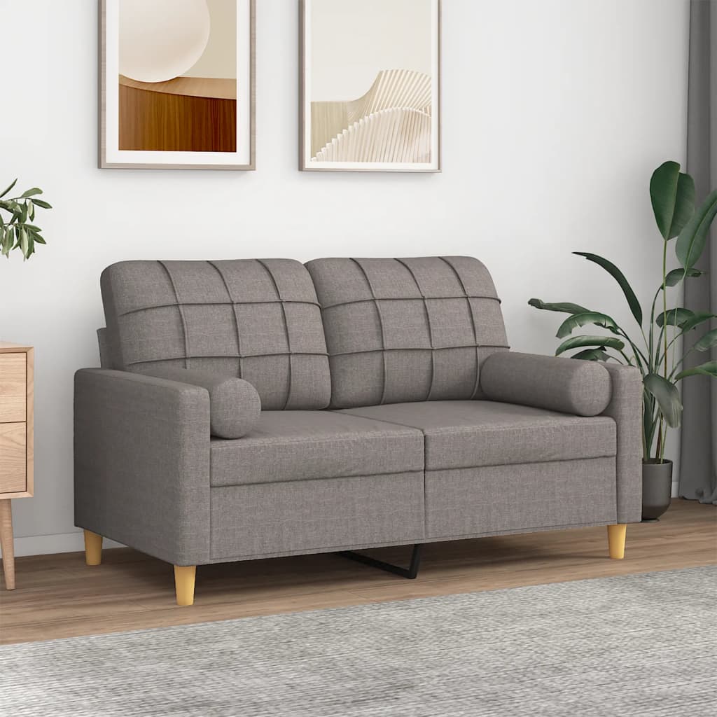 Malvero - 2-sits soffa med prydnadskuddar taupe 120 cm tyg