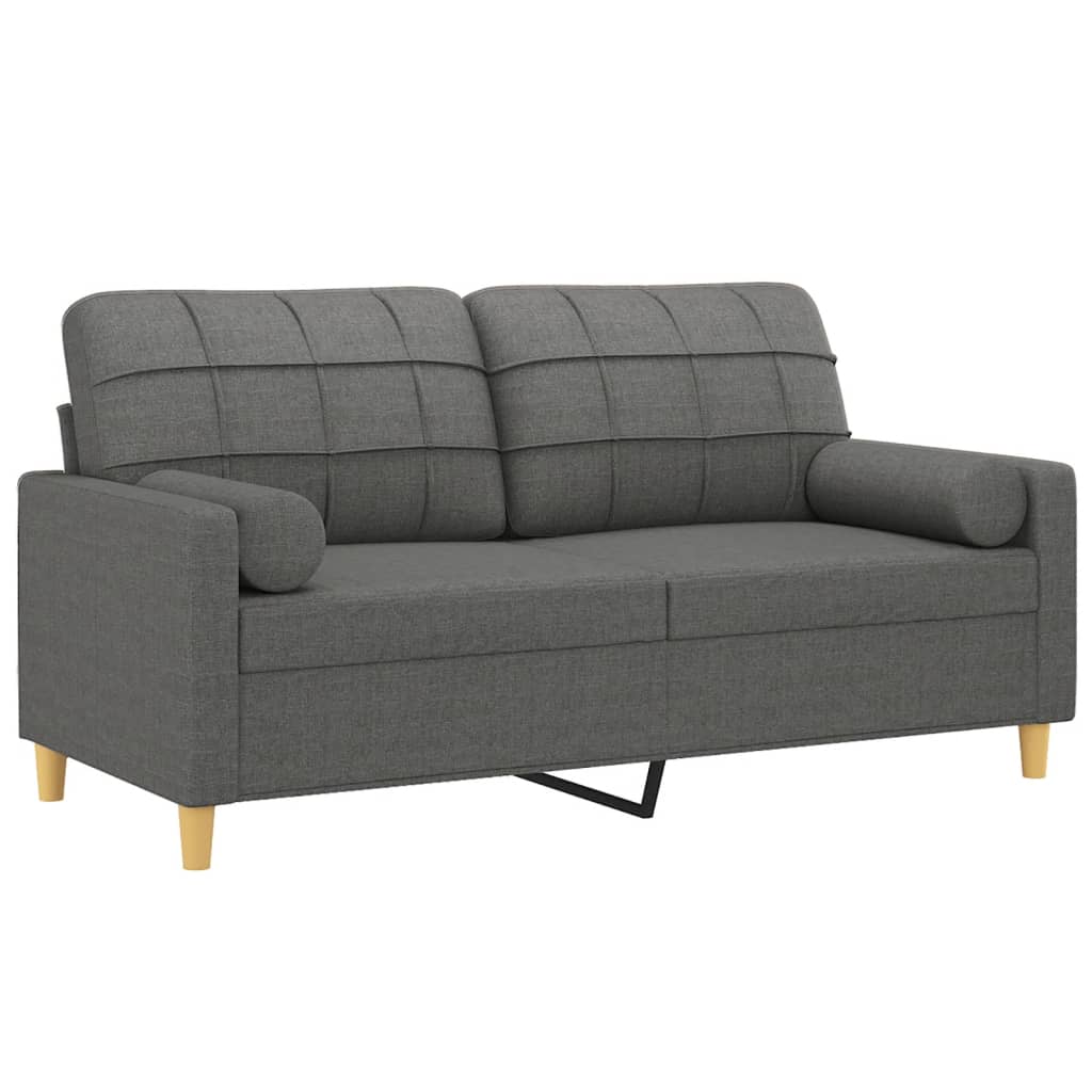 Denaro - 2-sits soffa med prydnadskuddar mörkgrå 140 cm tyg