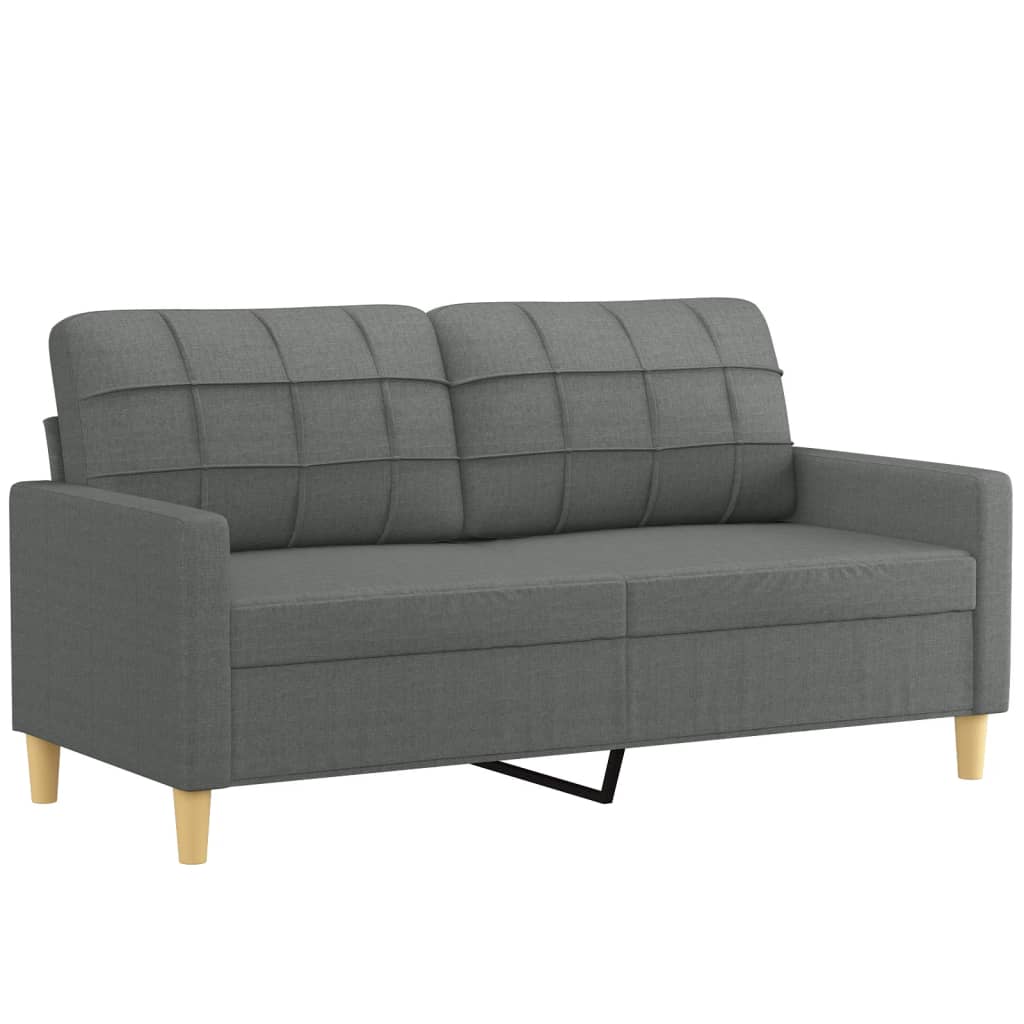 Denaro - 2-sits soffa med prydnadskuddar mörkgrå 140 cm tyg