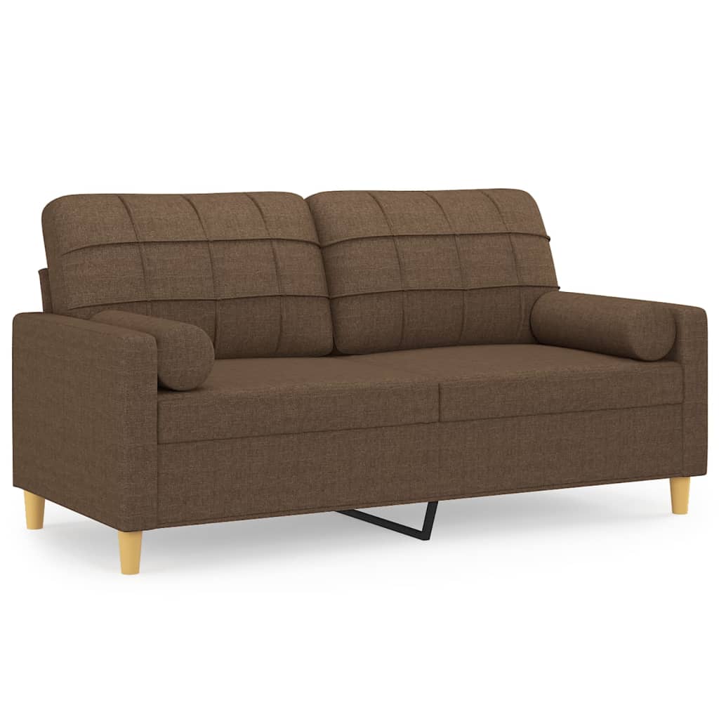 Feriano - 2-sits soffa med prydnadskuddar brun 140 cm tyg