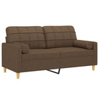 Feriano - 2-sits soffa med prydnadskuddar brun 140 cm tyg