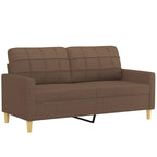 Feriano - 2-sits soffa med prydnadskuddar brun 140 cm tyg