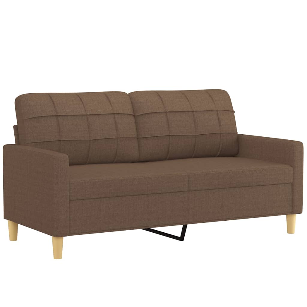 Feriano - 2-sits soffa med prydnadskuddar brun 140 cm tyg