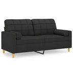 Saviro - 2-sits soffa med prydnadskuddar svart 140 cm tyg