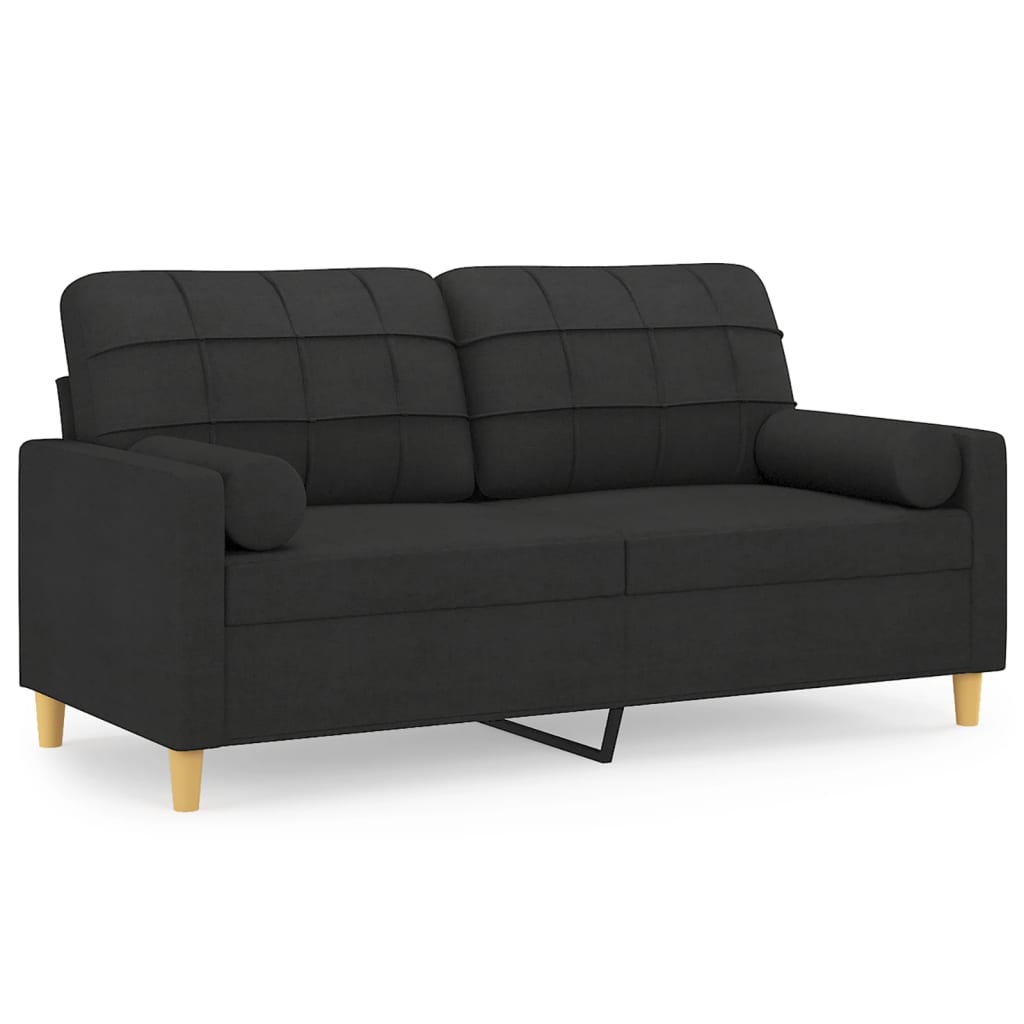 Saviro - 2-sits soffa med prydnadskuddar svart 140 cm tyg