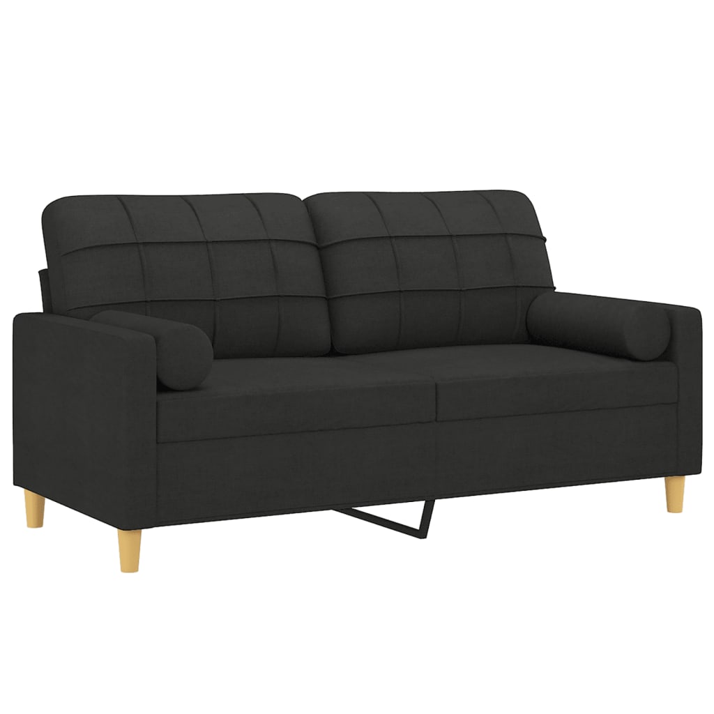 Saviro - 2-sits soffa med prydnadskuddar svart 140 cm tyg
