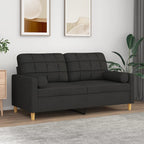 Saviro - 2-sits soffa med prydnadskuddar svart 140 cm tyg