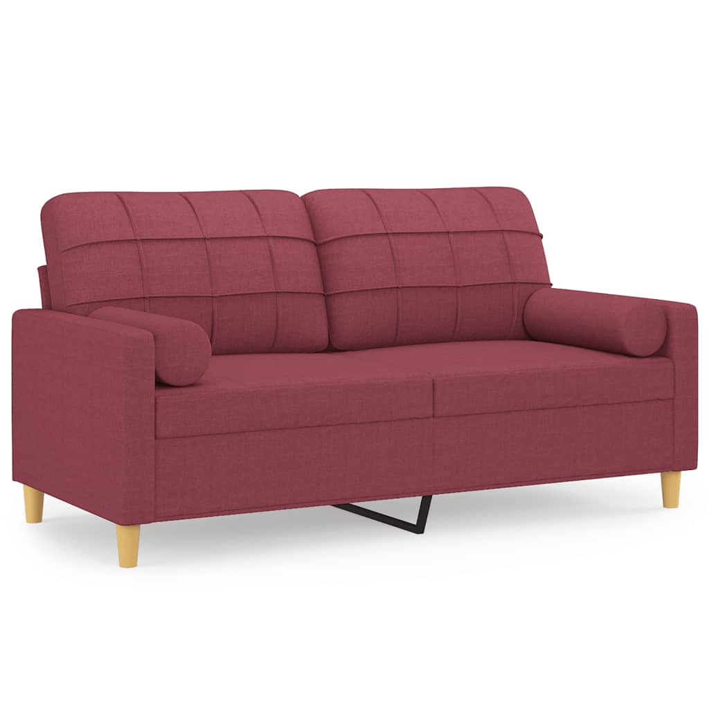 Avario - 2-sits soffa med prydnadskuddar vinröd 140 cm tyg