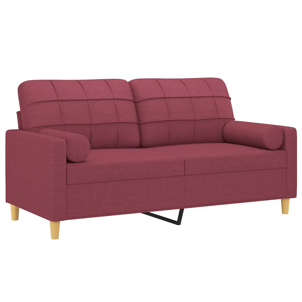 Avario - 2-sits soffa med prydnadskuddar vinröd 140 cm tyg