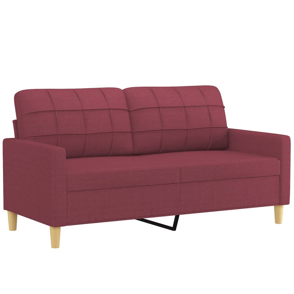 Avario - 2-sits soffa med prydnadskuddar vinröd 140 cm tyg