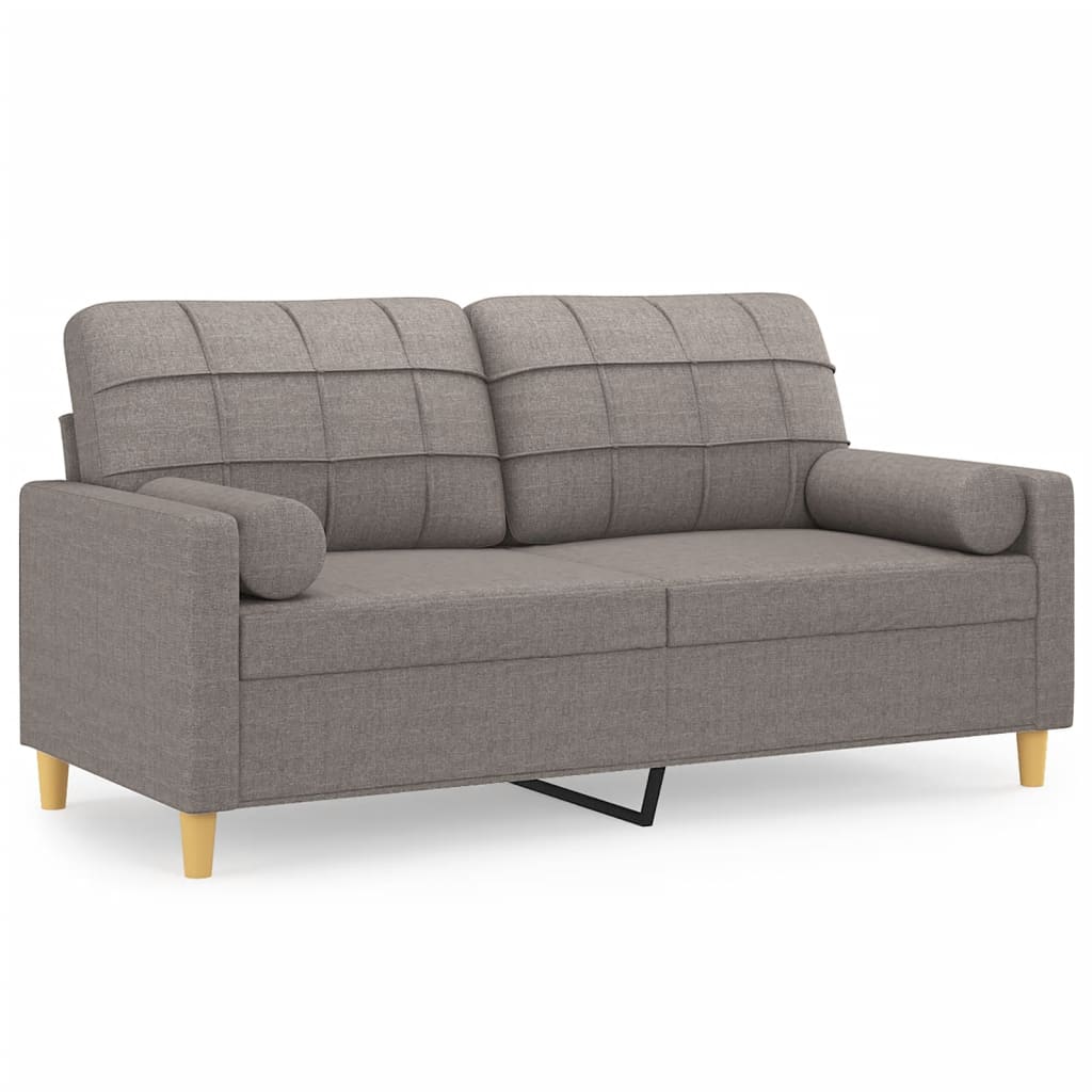 Pallin - 2-sits soffa med prydnadskuddar taupe 140 cm tyg