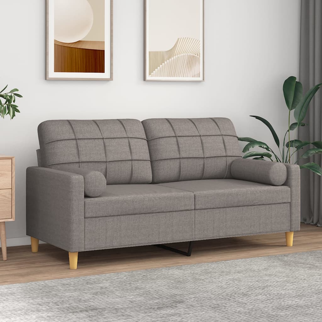 Pallin - 2-sits soffa med prydnadskuddar taupe 140 cm tyg