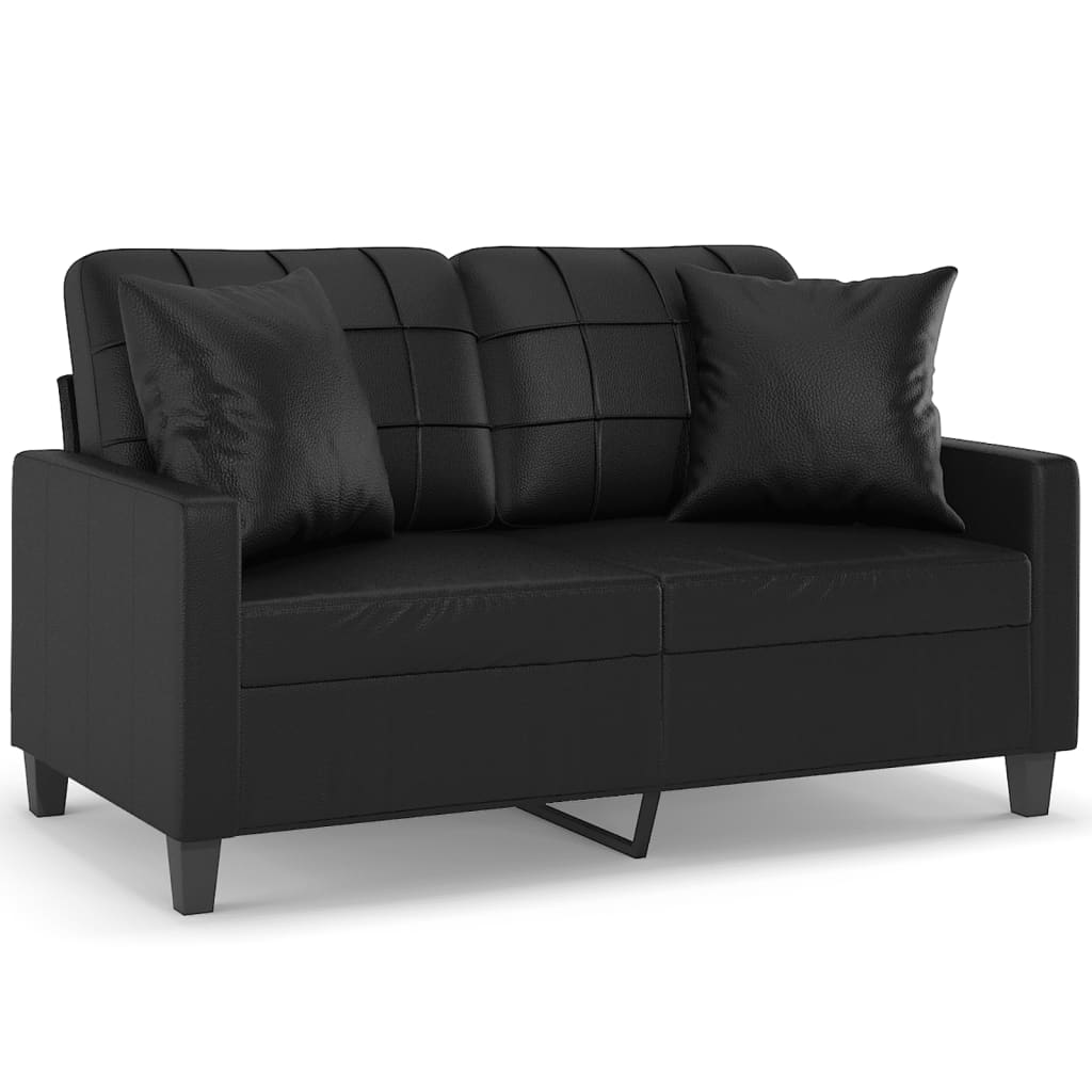 Melviro - 2-sits soffa med prydnadskuddar svart 120 cm konstläder