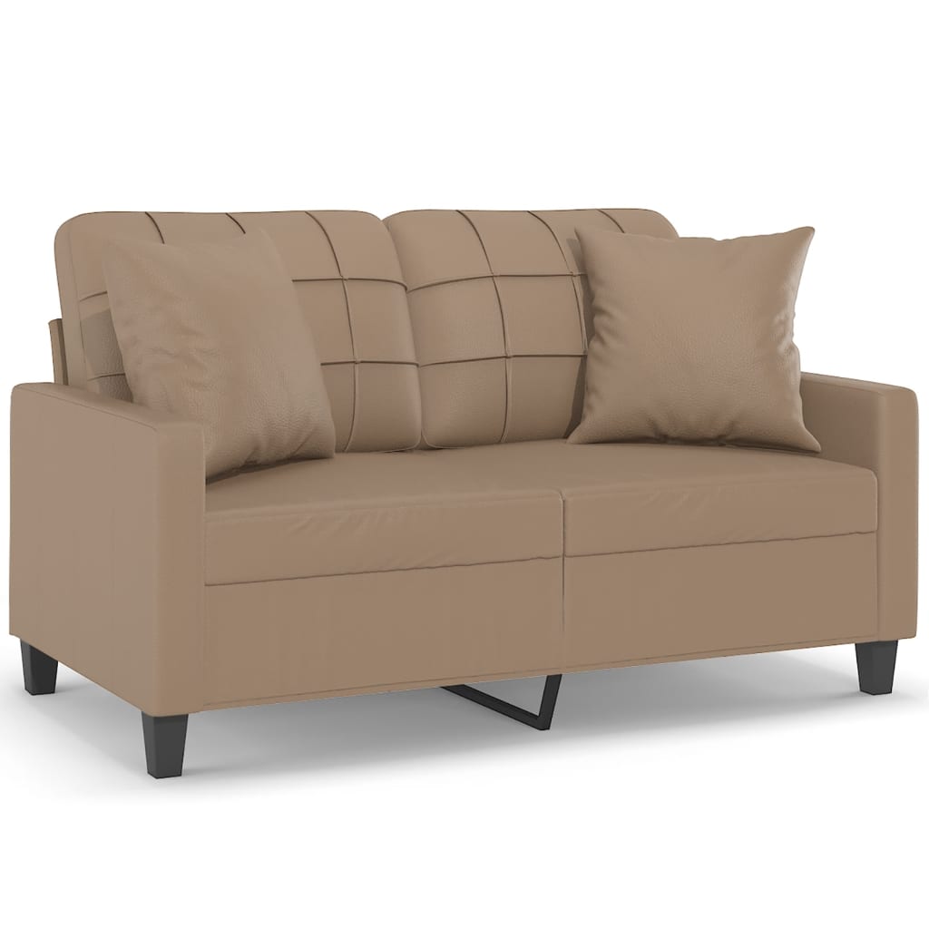Armoni - 2-sits soffa med prydnadskuddar cappuccino 120 cm konstläder