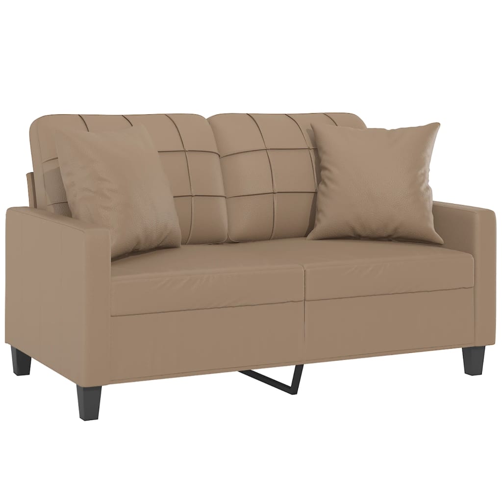 Armoni - 2-sits soffa med prydnadskuddar cappuccino 120 cm konstläder