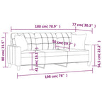 3-sitssoffa med prydnadskuddar svart 180 cm konstläder