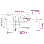 Horali - 3-sitssoffa med prydnadskuddar gräddvit 180 cm konstläder