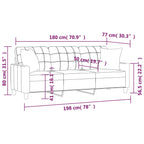 Fellano - 3-sitssoffa med prydnadskuddar cappuccino 180 cm konstläder
