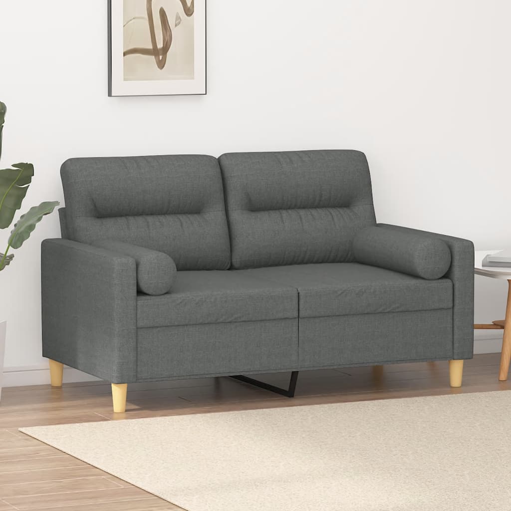 Molari - 2-sits soffa med prydnadskuddar mörkgrå 120 cm tyg