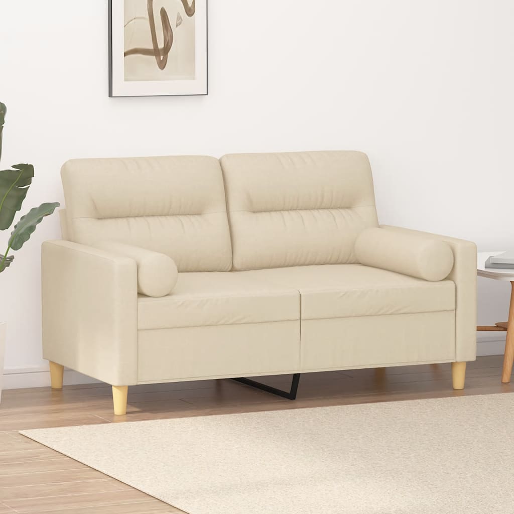 Fioran - 2-sits soffa med prydnadskuddar gräddvit 120 cm tyg