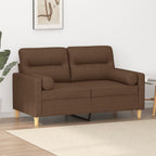 Sorex - 2-sits soffa med prydnadskuddar brun 120 cm tyg