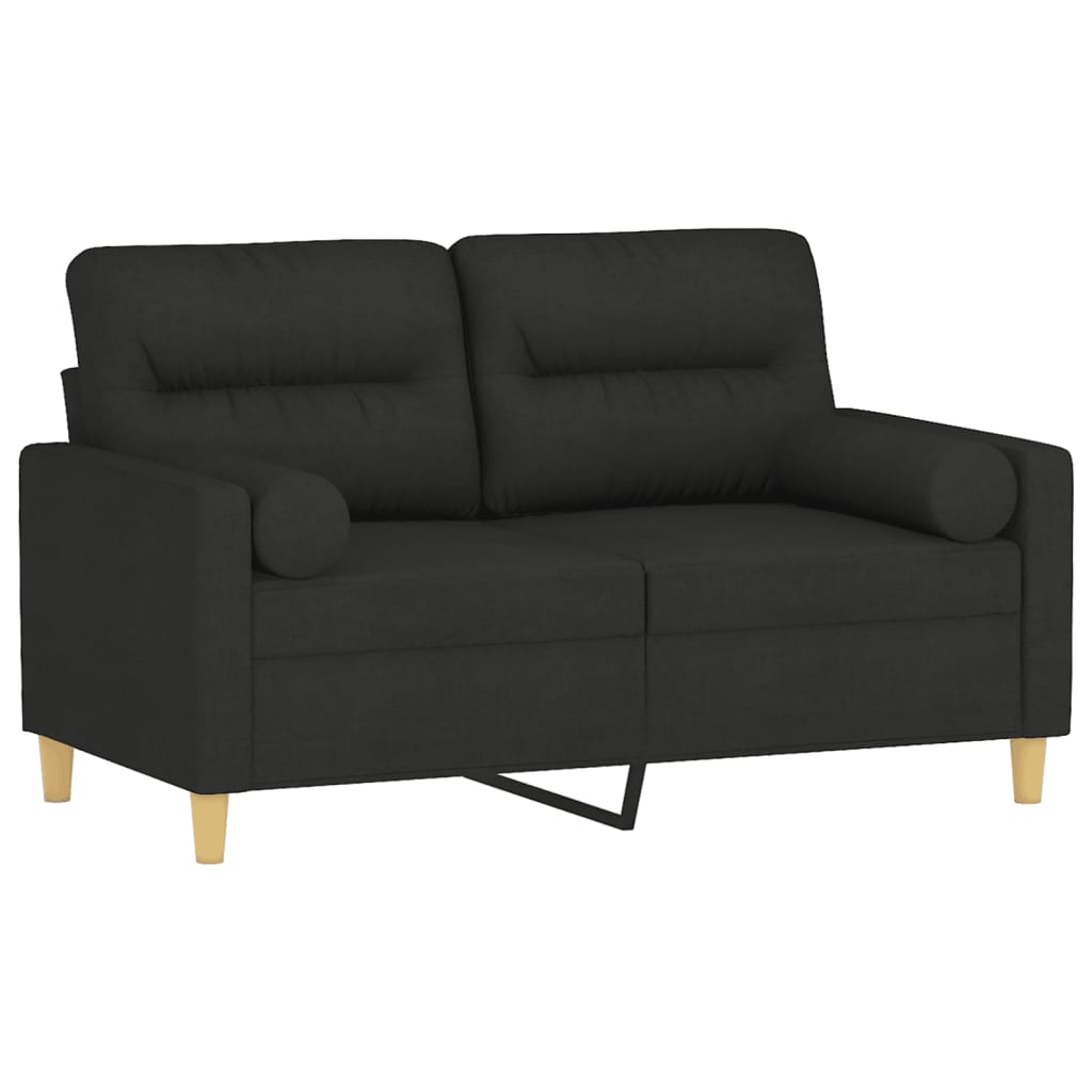 Rionto - 2-sits soffa med prydnadskuddar svart 120 cm tyg