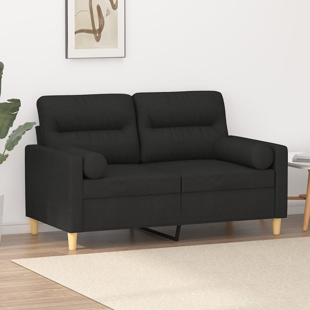 Rionto - 2-sits soffa med prydnadskuddar svart 120 cm tyg